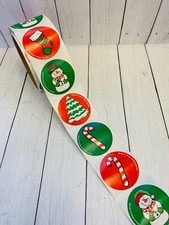 25 Xmas Holiday Snowman Candy Cane Trees Stickers Teacher Supply Party Favors