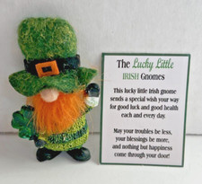 Ganz Lucky Little Irish Gnome Figurine + Poem Card 2 1/2" Tall