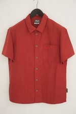 Men Jack Wolfskin Casual Shirt Short Sleeves Red Q.M.C Cotton UK34 S XMD616