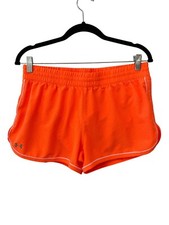Under Armour HeatGear Semi Fitted Running Shorts Women M Orange Athletic Running