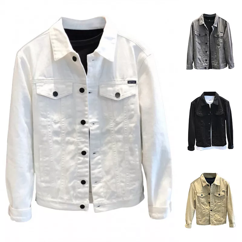 Black White Jean Jacket Mens  White Colour Denim Jacket Mens