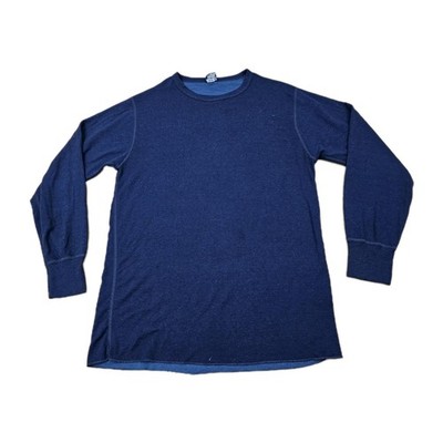 Vintage Duofold Shirt XL Blue Wool Blend Two Layer Base Hike  Trekk Long Sleeve 