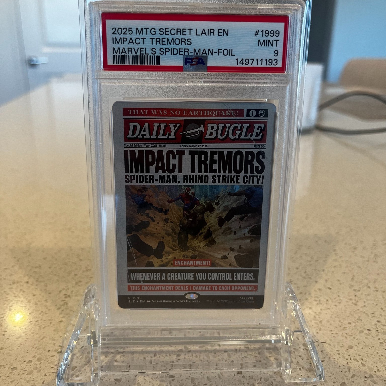 2025 MTG Secret Lair Marvel Spider-Man Impact Tremors #1999 Foil PSA 9