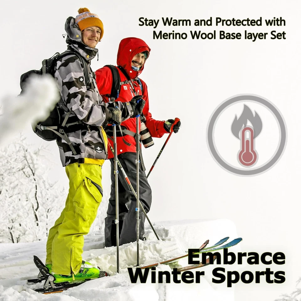 100% Merino Wool Base Layer Mens Set Heavyweight Thermals Odor Resistance Und... - Image 4 of 4