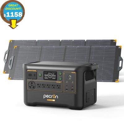 3072Wh 3600W PECRON F3000LFP Portable Power Station w/200W Solar Panel*2 RV