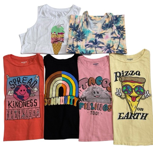 Bundle of 6 Girls Cute Adorable Top T-Shirts Size 7-8 Medium Old Navy - Afbeelding 1 van 12