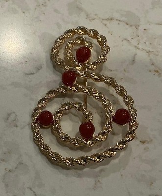 PREOWNED AVON TREBLE MUSIC NOTE-LARGE-GOLDTONE WITH BEADS-GREAT GIFT FOR MUSIC