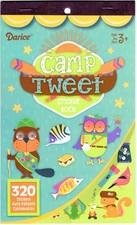 Darice Camp Tweet Sticker Book: animals, owls, birds, fish, bugs, badges, gear