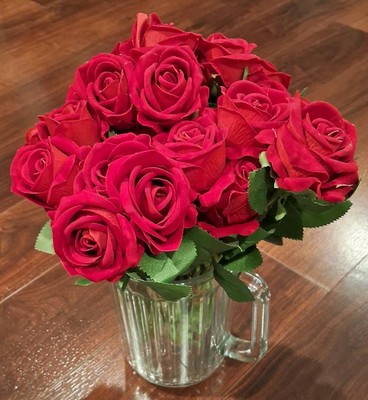 NEW (other) 23 Beautiful Deep Red Velvety Long Stem (21'' Long) Artificial Roses 