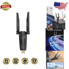 Ultra-Fast WiFi 7 USB Adapter for PC Laptop Long Range 6GHz Tri-Band