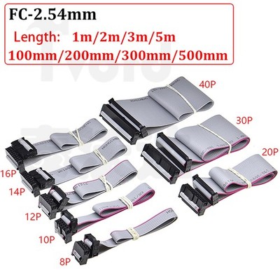 2,54 IDC Kasten Headers Mit Lange Graue Flachbandkabel Befestigt 6Pin bis 26 Pin