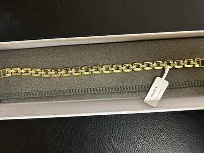 14 Karat Gelbgold plattiert Kette Glieder Armband weißer Diamant Box Verschluss