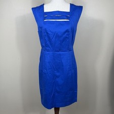 Metaphor Blue Sheath Dress Square Neck Cap Sleeve Work Office Size 8 NWT