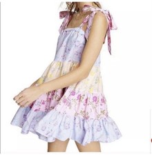 Love Shack Fancy Jeanne Floral Tiered Mini Dress Sz XL Target Shabby Chic Barbie