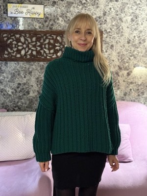 Pullover Drop Shoulder Handgehäkelt One Size M/L Nagelneu Ohne Etikett