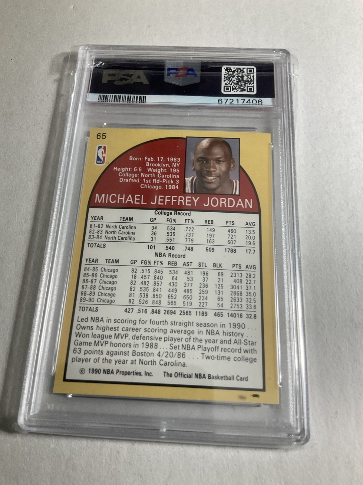 📈🐐👀1990 Hoops #65 Michael Jordan PSA 9 Bulls HOF NBA Basketball Mint view 6
