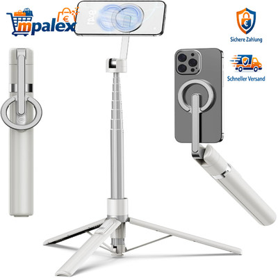 TONEOF Selfie Stick 173cm Magnetisch 360° Drehbar Stativ Fernbedienung Beige