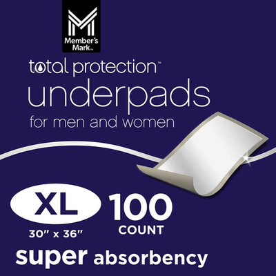 Member's Mark Total Protection Underpads Extra-Large, 30'' x 36'' 100 ct