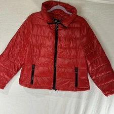 My Anorak Red Duck Down Blazer Jacket Puffer Packable With Pouch Woman’s Large