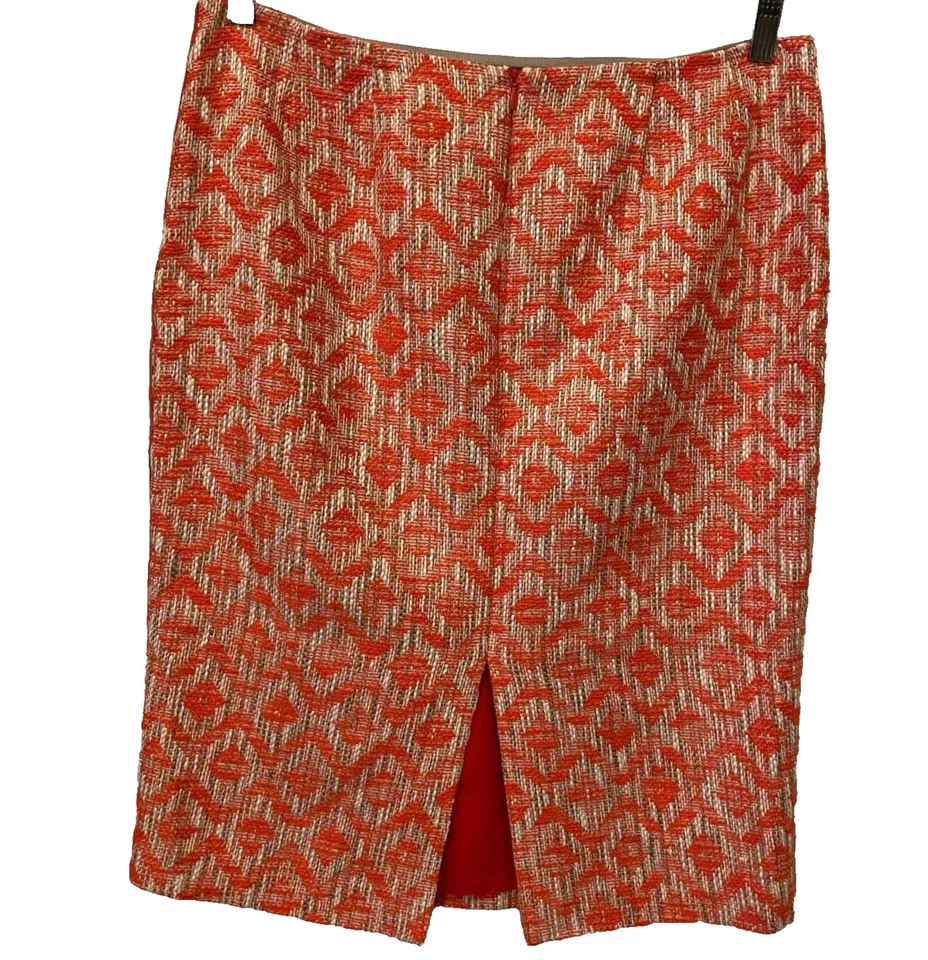 Falda lápiz Lafayette 148 New York - Talla 12 - Jacquard geométrico rojo Foto 3 de 4