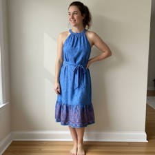 Ann Taylor Dress Summer Sundress Factory Petite Flowers Blue Small