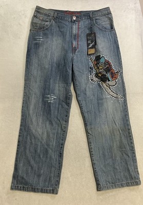VTG Y2K JNCO Samurai Style Jeans Men s 42 Southpole Wide Leg Baggy Skater Jewels