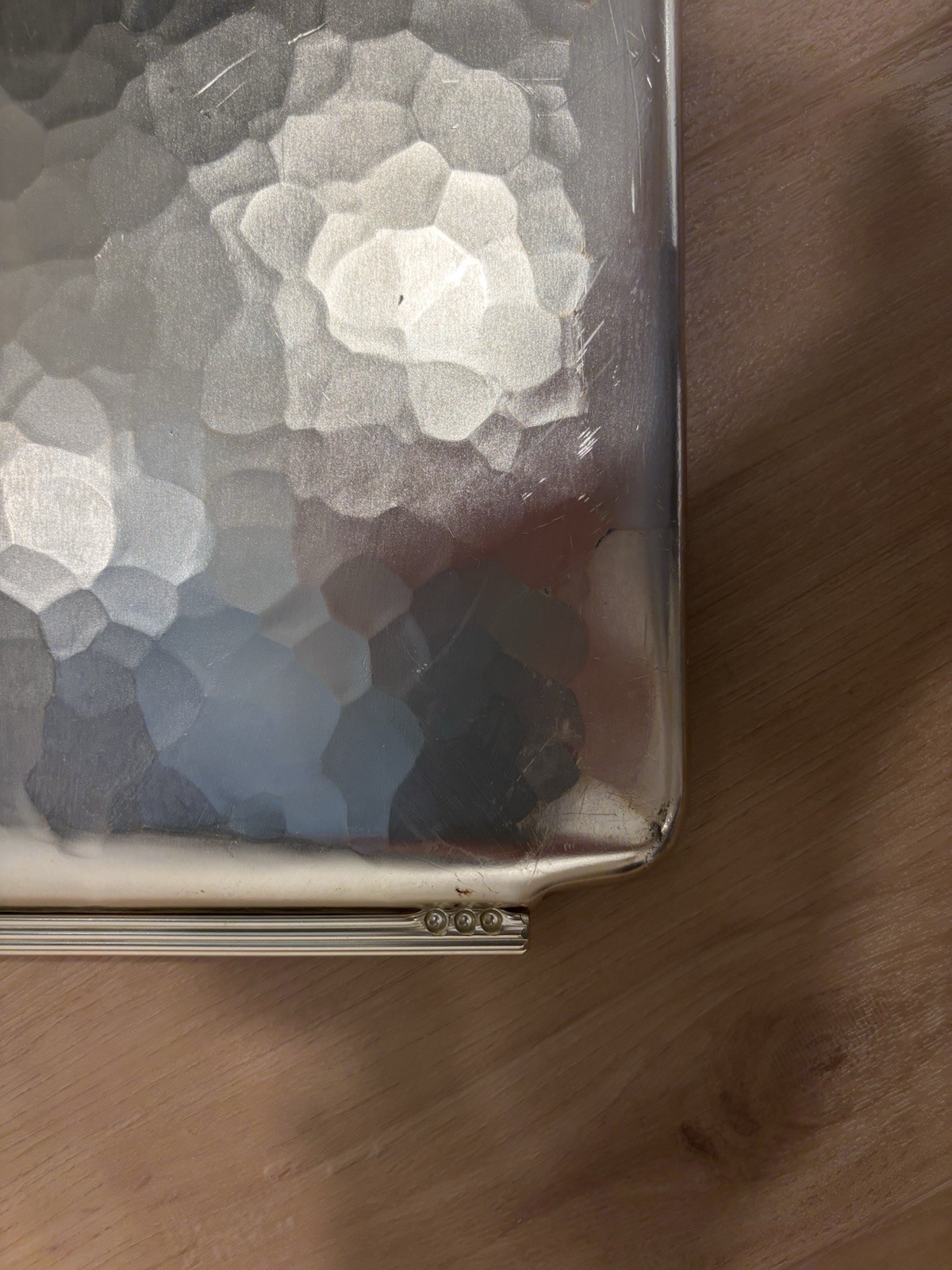 Arthur Armour Gold Washed Hammered Aluminum Butterflies & Dogwood Serving Tray