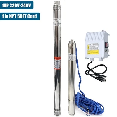 IMESHBEAN 1HP 2.5" OD Deep Well Submersible Pump 220V 13 GPM 311FT Max 26 Stage 50FT Cord
