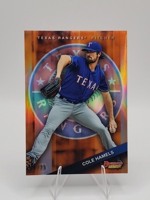 2015 Bowman's Best Cole Hamels Orange Refractor #/25 Rangers
