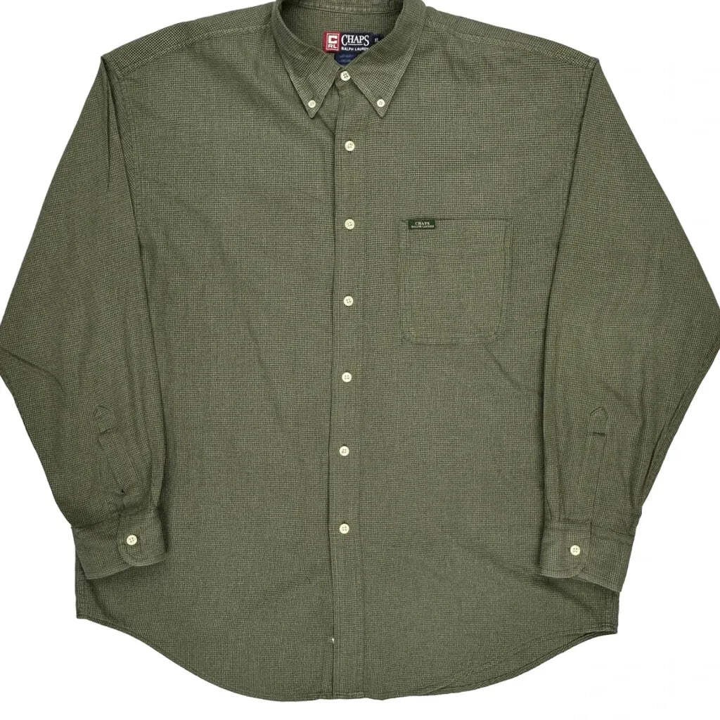 Chaps Ralph Lauren Checked Shirt - XL Green Cotton image 5