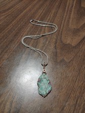 Sterling Silver Turquoise Pendant Rope Necklace 20in Beautiful Unique Design Htf