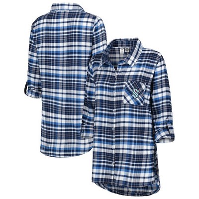Women's Concepts Sport Deep Sea Blue Seattle Kraken Mainstay Flannel Full-Button