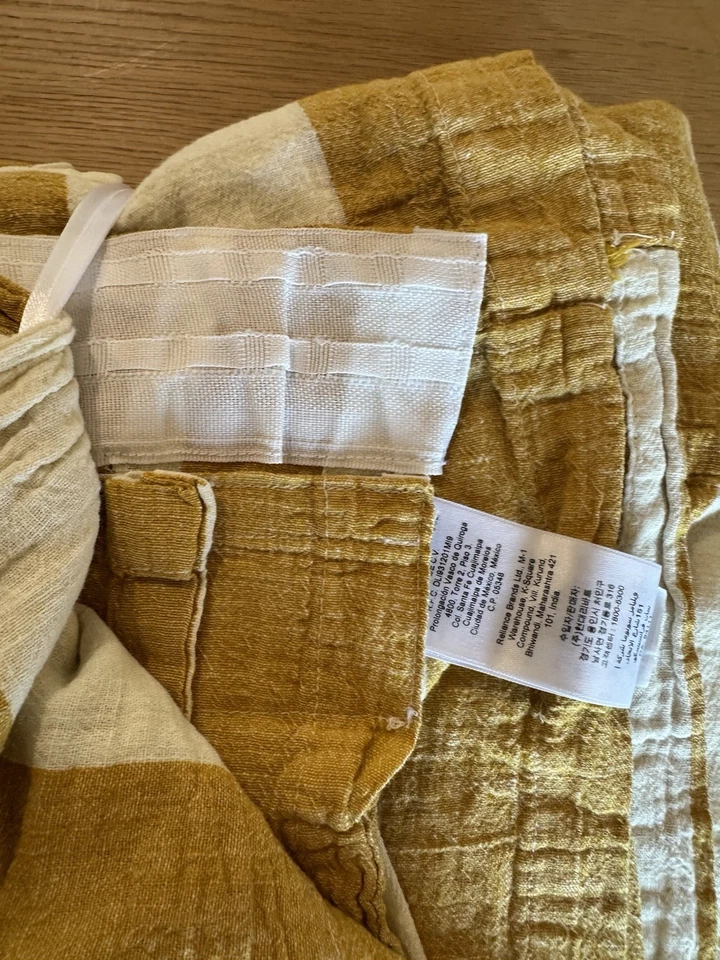 1 cortina a rayas GreenRow Cabana extra larga 50 X 108 amarillo mostaza y crema Foto 2 de 4