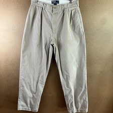 Vintage VTG 90s Polo Ralph Lauren Andrew Pleated Chino Pants Khaki Cotton 32x30