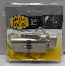 Smith and Locke Satin Nickel 35-35mm Euro Cylinder Lock with 3 Keys