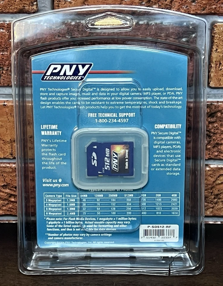 PNY 512MB SD Card P-SD512-RF Sealed - Made in Taiwan - Image 2 of 2