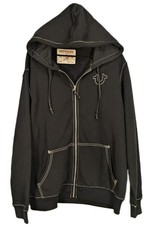 True Religion Big T Zip Up Hoodie Black World Tour Buddha Men's XL Y2K