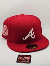 New Era Atlanta Braves Red 59FIFTY Fitted Hat Sz 7 1/8 World Series