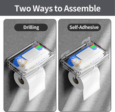 Extra Large Wipes Holder - Adhesive  Wall Mounted Toilet Paper Holder with S...