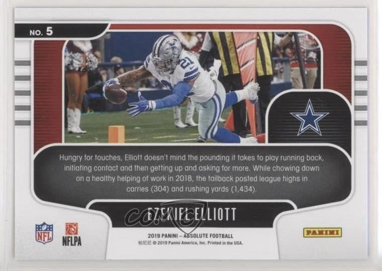 2019 Panini Absolute Red Zone Red Spectrum /100 Ezekiel Elliott #5 - Image 2 of 2