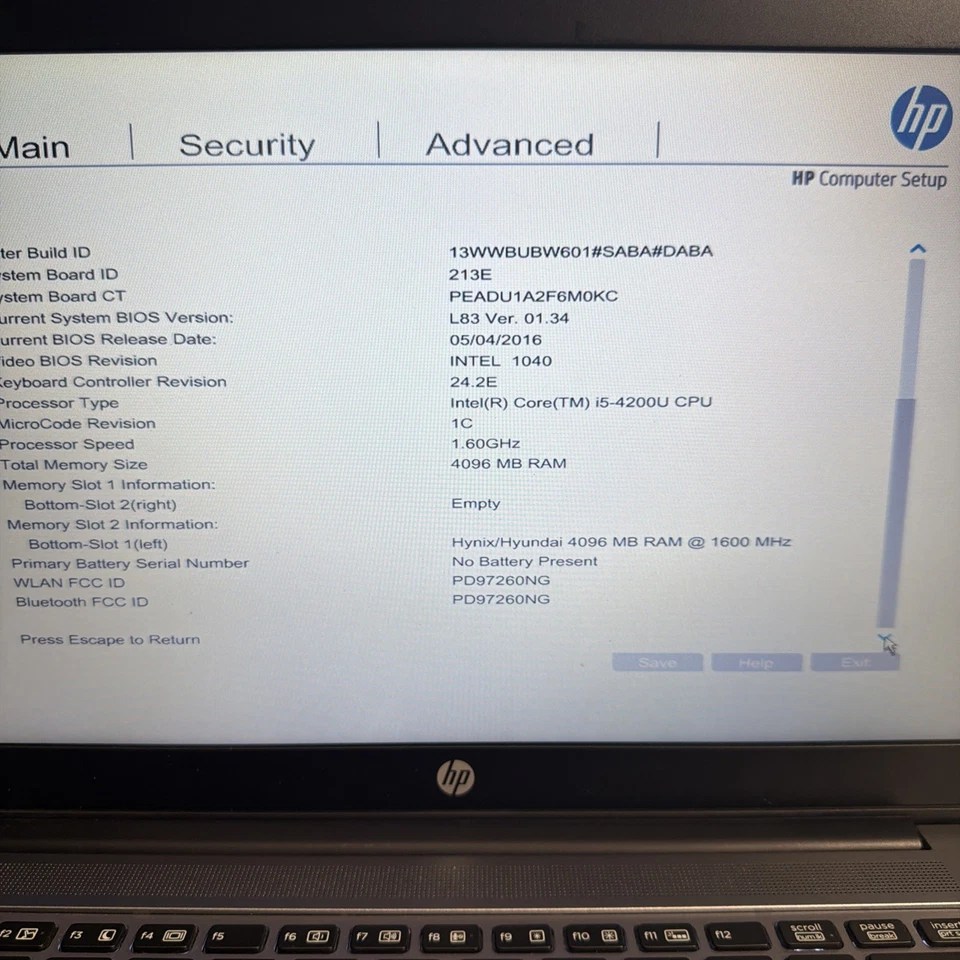 HP Elitebook Folio 1040 G1 _ i5-4300U @ 1.9 _ 4GB RAM _ Sin SSD / OS / AC Foto 3 de 4