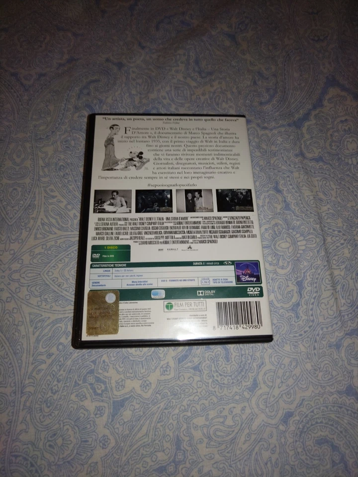 WALT DISNEY E L'ITALIA UNA STORIA D'AMORE DVD RARO FUORI CATALOGO TESTATO 2014 - Immagine 3 di 4