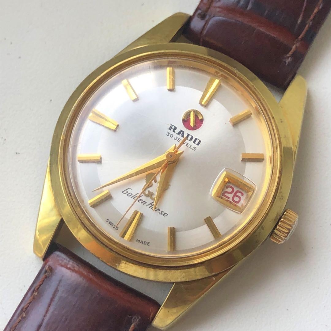 RADO Golden Horse Automatic Watch 30 Jewels Gold Case White Dial