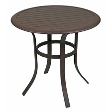 Garden Elements Aluminum Slat Top Bistro Table, Round Espresso, Rust, 30”