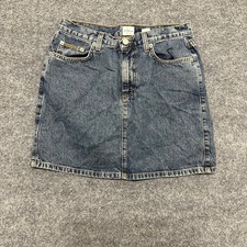 Calvin Klein Skirt Womens Size 9 Blue Cotton Double Stone Wash Denim Mini USA
