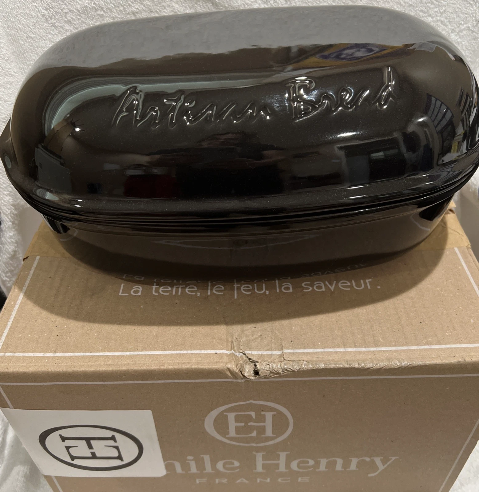 EMILE HENRY French Ceramic Black Artisan Bread Loaf Baker