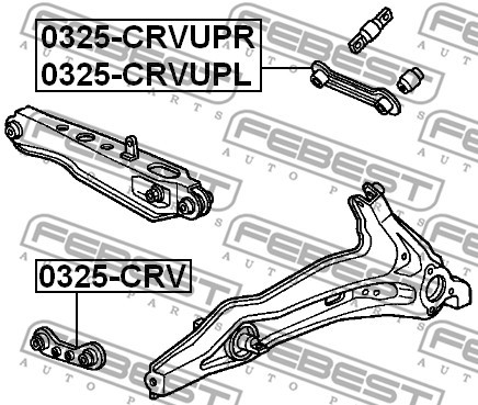 0325-CRV LH RH TRACK CONTROL ARM PAIR TRANSVERSE REAR FEBEST 2PCS NEW - Picture 3 of 7