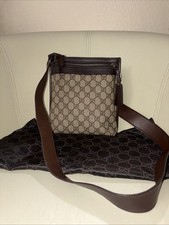 Gucci Crossbody Coated Canvas Used H 8.5" L 7.8" W1.9"