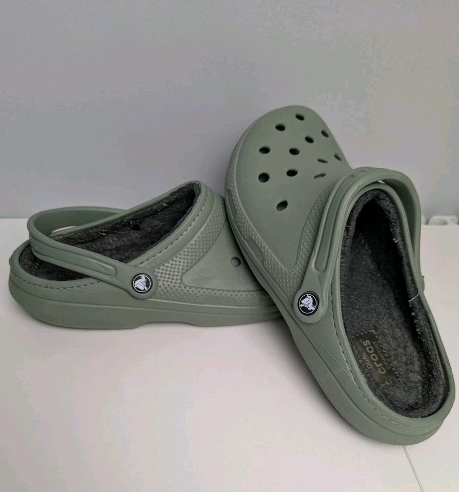 Crocs Classic Lined Clog White Grey Men's UK 9Casual Dual Comfort Clog, photo 1 of 5