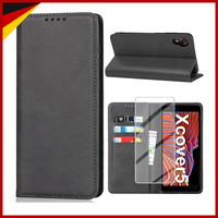 HandyhüLle Schwarz Mit Schutzfolie Kartenfach FüR Galaxy Xcover 5 SchutzhüLle